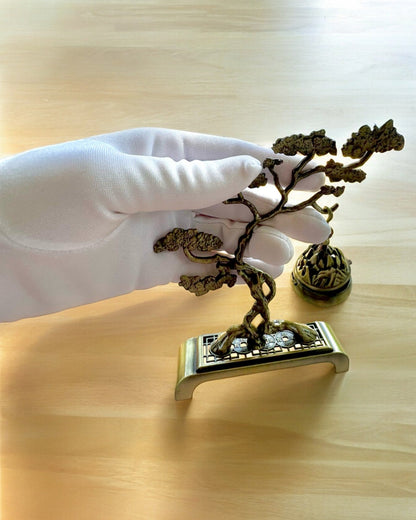 Elegant metallhållare för bonsai-rökelse - möjlighet till personlig gravyr som present