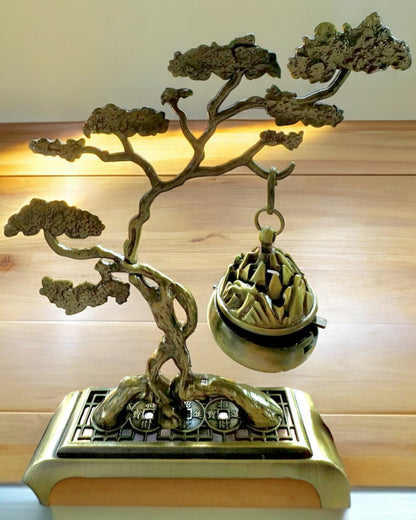 Elegant metallhållare för bonsai-rökelse - möjlighet till personlig gravyr som present