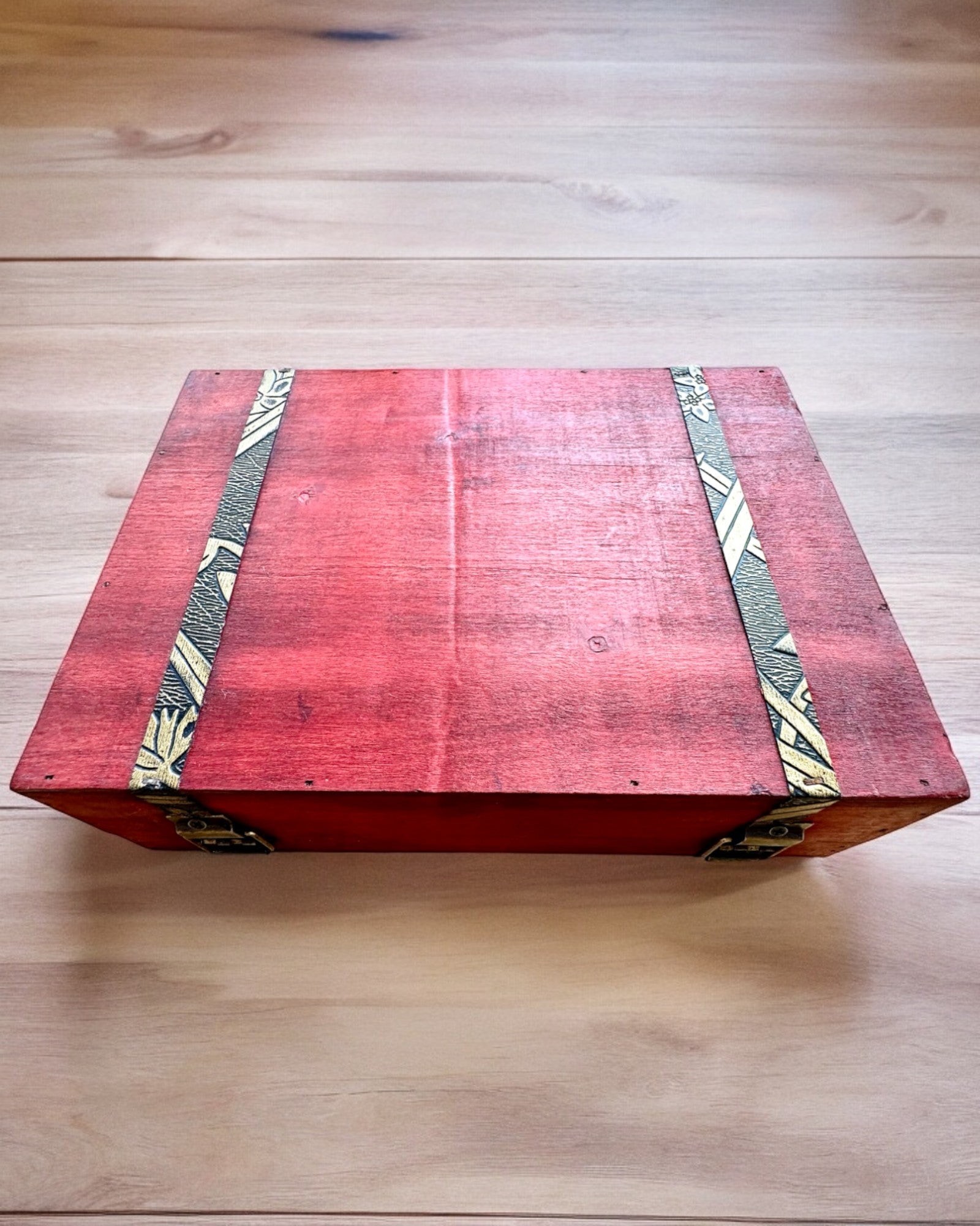 Antik Trälåda med Graveringsmöjlighet, 23 cm x 16 cm x 7,5 cm
