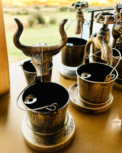 Stilfull Metallaskkopp "Rustic Charm" 19-23 cm hög, 8 varianter att välja mellan, gravyr på begäran