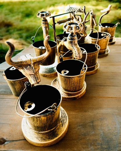 Stilfull Metallaskkopp "Rustic Charm" 19-23 cm hög, 8 varianter att välja mellan, gravyr på begäran