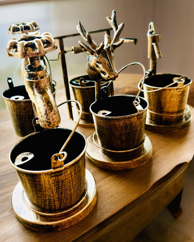 Stilfull Metallaskkopp "Rustic Charm" 19-23 cm hög, 8 varianter att välja mellan, gravyr på begäran