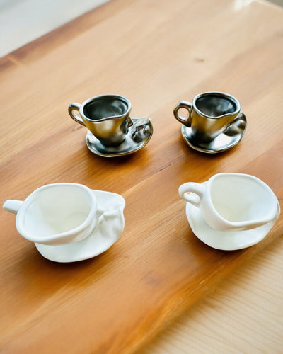 Eleganta Keramikkoppar "Mask" – Set om 2 st. - möjlighet till personlig gravyr som present