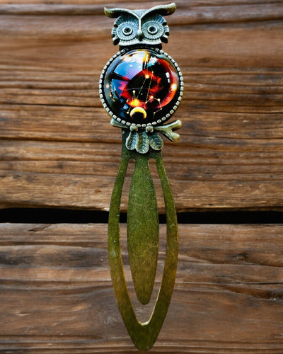 Bokmärke "Uggla med Konstellationer" - 12 varianter att välja mellan, personalisering med gravyr