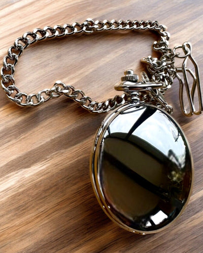 Klassisk Fickur med Dubbel Lock, Manuell, Silverfärg