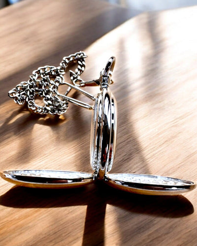 Klassisk Fickur med Dubbel Lock, Manuell, Silverfärg