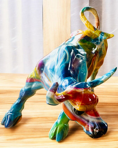 Dekorativ Skulptur Tjur "BullArt" – Unik Konst med Graveringsalternativ - 4 färgvarianter, för personlig present