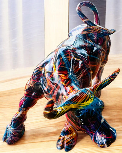 Dekorativ Skulptur Tjur "BullArt" – Unik Konst med Graveringsalternativ - 4 färgvarianter, för personlig present