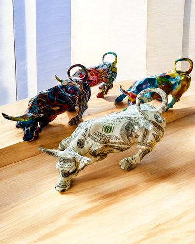 Dekorativ Skulptur Tjur "BullArt" – Unik Konst med Graveringsalternativ - 4 färgvarianter, för personlig present