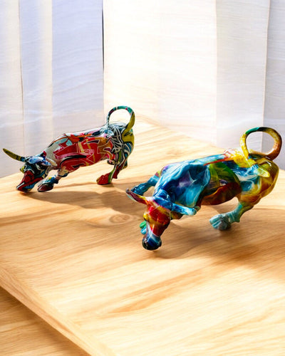 Dekorativ Skulptur Tjur "BullArt" – Unik Konst med Graveringsalternativ - 4 färgvarianter, för personlig present