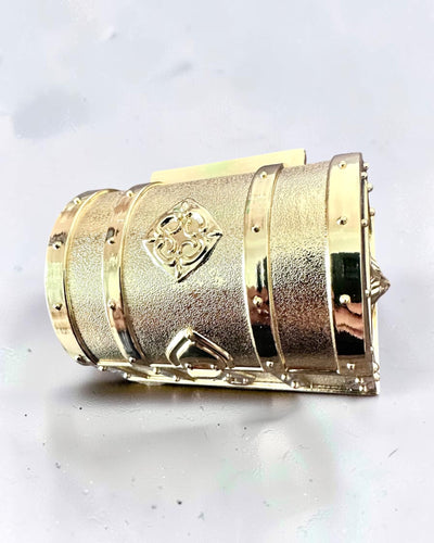 Retro metallskattkista med gravyr - Silverfärgad ask 7x5x5 cm