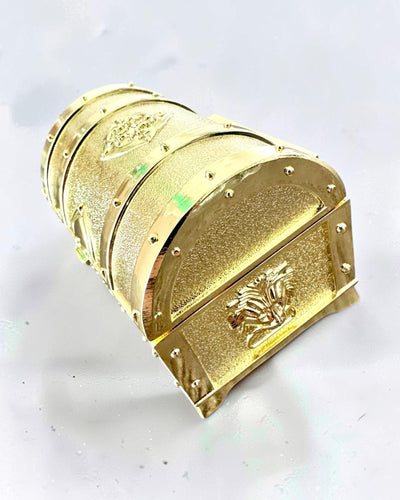 Retro metallskattkista med gravyr - Silverfärgad ask 7x5x5 cm