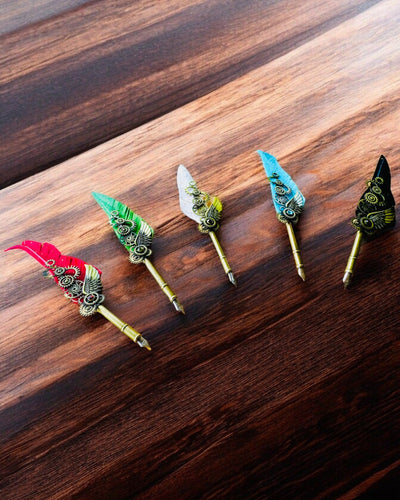 Pióro Kaligraficzne "Steampunkowa Elegancja" z Piórem z Indyka - Handgjorda 5 varianter att välja mellan, personalisering med gravyr som present