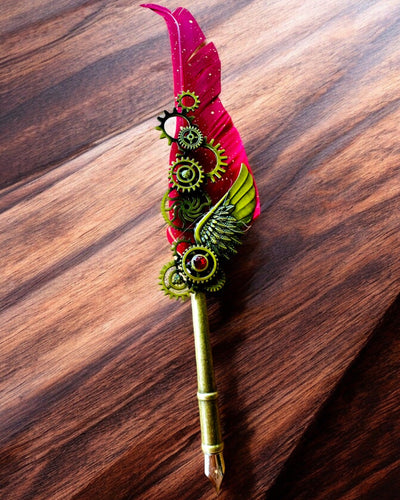 Pióro Kaligraficzne "Steampunkowa Elegancja" z Piórem z Indyka - Handgjorda 5 varianter att välja mellan, personalisering med gravyr som present