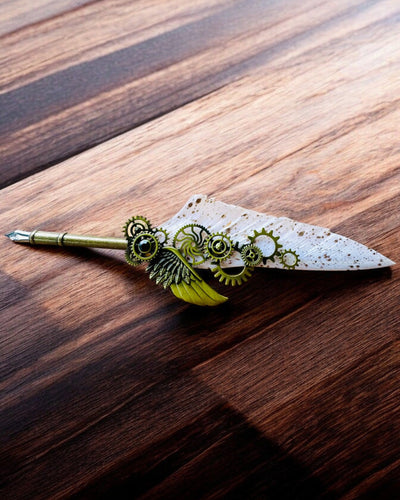 Pióro Kaligraficzne "Steampunkowa Elegancja" z Piórem z Indyka - Handgjorda 5 varianter att välja mellan, personalisering med gravyr som present