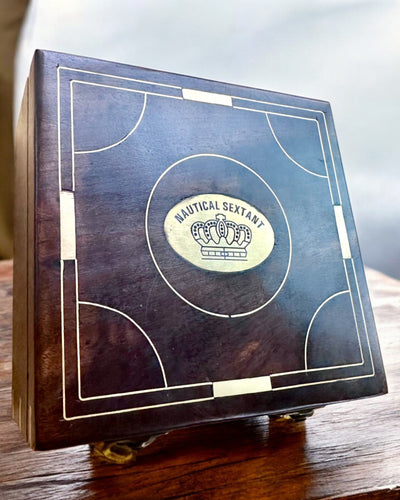 Stort Träskrin för Sextant eller premiumkompass "Mariner's Legacy" med Möjlighet till Gravyr