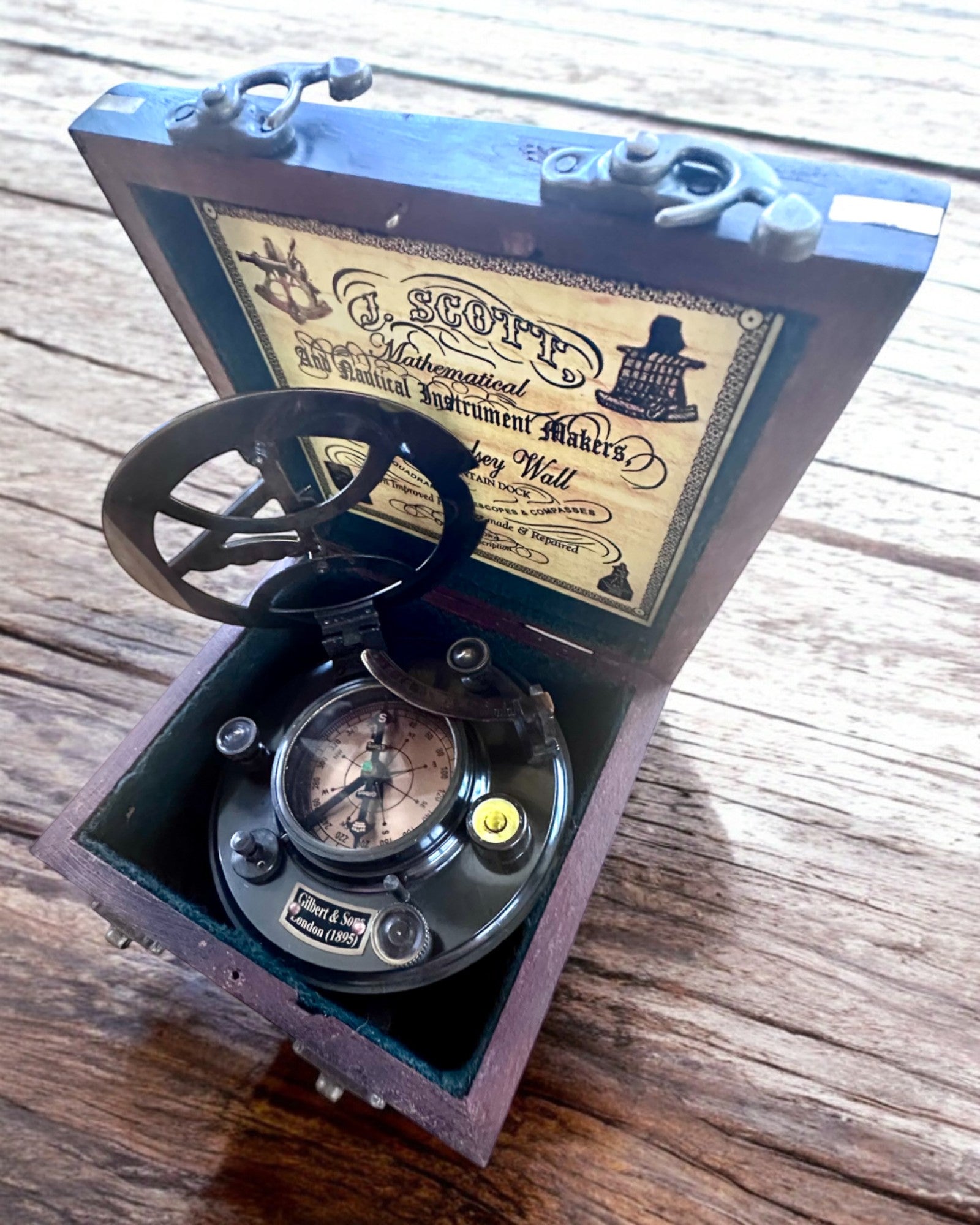 Stort Träskrin för Sextant eller premiumkompass "Mariner's Legacy" med Möjlighet till Gravyr