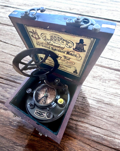 Stort Träskrin för Sextant eller premiumkompass "Mariner's Legacy" med Möjlighet till Gravyr
