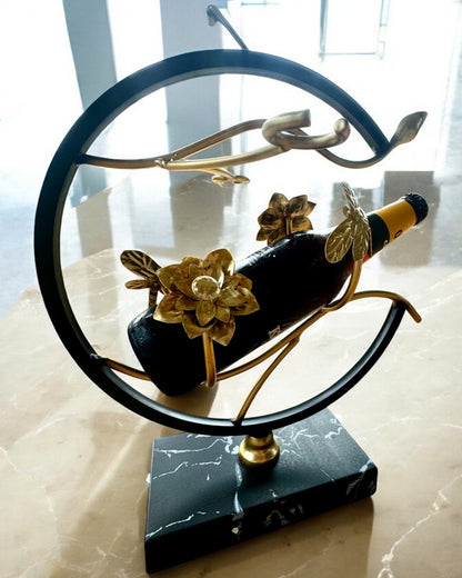Ställ "Elegancki Owad" - för vinflaska och glas, höjd 33 cm, möjlighet till personlig gravyr som present