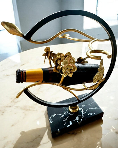 Ställ "Elegancki Owad" - för vinflaska och glas, höjd 33 cm, möjlighet till personlig gravyr som present
