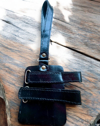 Fodral Svarta Pantern för Käpp med Graveringsalternativ - Handgjord av Naturläder