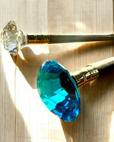 Promenadkäpp "Diamant i brons" - Handgjord i trä, möjlighet till gravyr