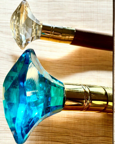 Promenadkäpp "Diamant i brons" - Handgjord i trä, möjlighet till gravyr