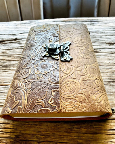 Lyxig Retro Anteckningsbok med Läderomslag - "Vintage Elegance", 480 sidor, möjlighet till gravyrpersonalisering