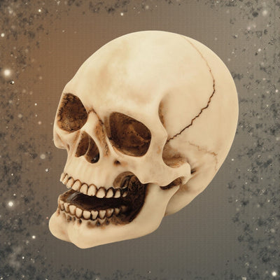 Dekorativ dödskallefigur, 10 cm, med möjlighet till gravyr – handmålad dekoration i polyresin som present till älskare av gothic- och darkstil