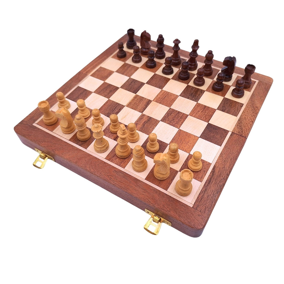 Magnetiskt träschack 30x30cm hopfällbart - G614