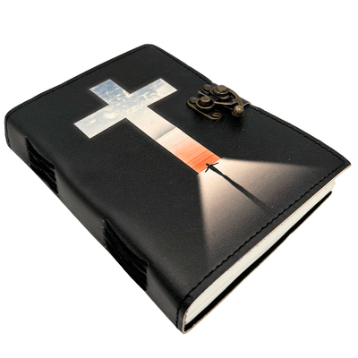 Läderanteckningsbok Religiöst kors - 200 sidor - AH15