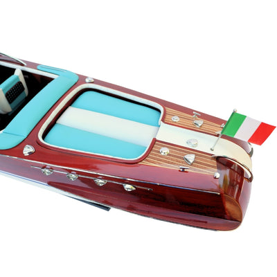 Exklusiv modell av motorbåten Reeva Aquarama 87cm - stor trämodell av en klassisk italiensk motorbåt – 4P-90