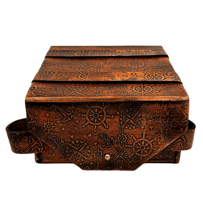 Mässingssekstant i retrostil i läderfodral - elegant navigationsinstrument med gravyrmöjlighet - perfekt present för seglings- och historieälskare - mått 13x12x7 cm