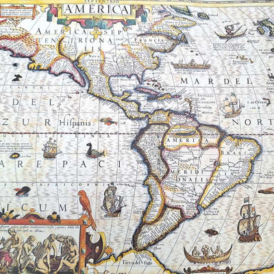 Karta över Amerika 1628 - J. Hondius nytryck - M1628