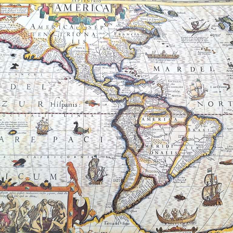 Karta över Amerika 1628 - J. Hondius nytryck - M1628