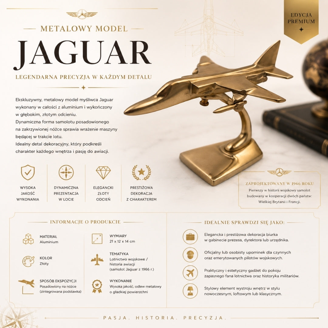 Metallmodell av Jaguar-stridsflygplan, present till pilot – JAG