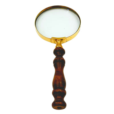 Mässingsförstoringsglas i retrostil med trähandtag - förstoringsglas 18 cm med möjlighet till personlig gravyr