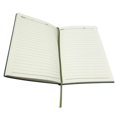 Elegant presentset - anteckningsbok i läder A5 med penna i presentask - olivgrön - EE14