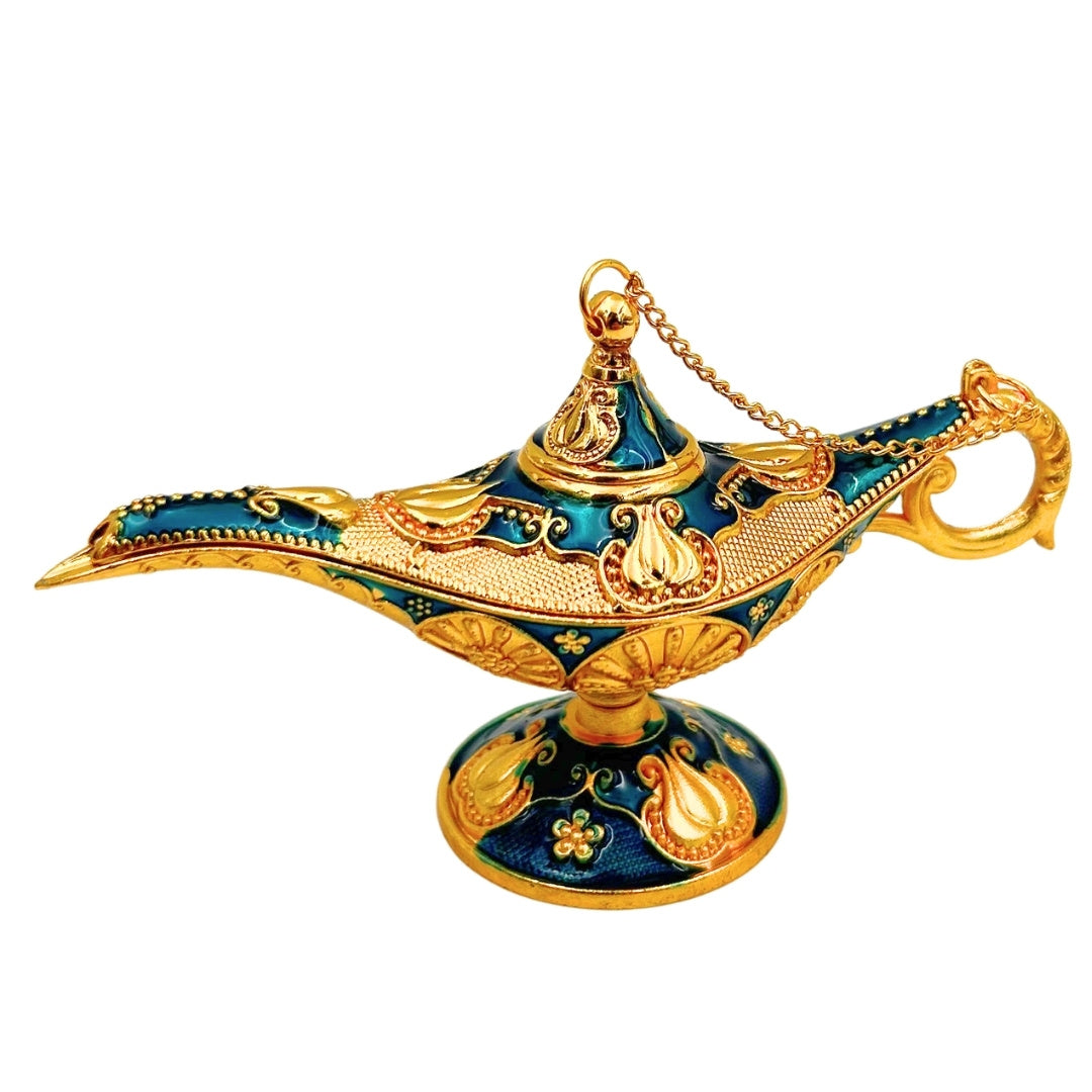 Dekorativ Aladdin-lampa i metall marinblå-guld 12cm - LAB12