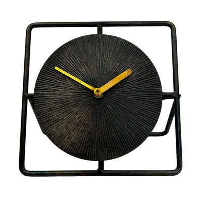Elegant rund metallklocka 20 cm svart-guld – 4126