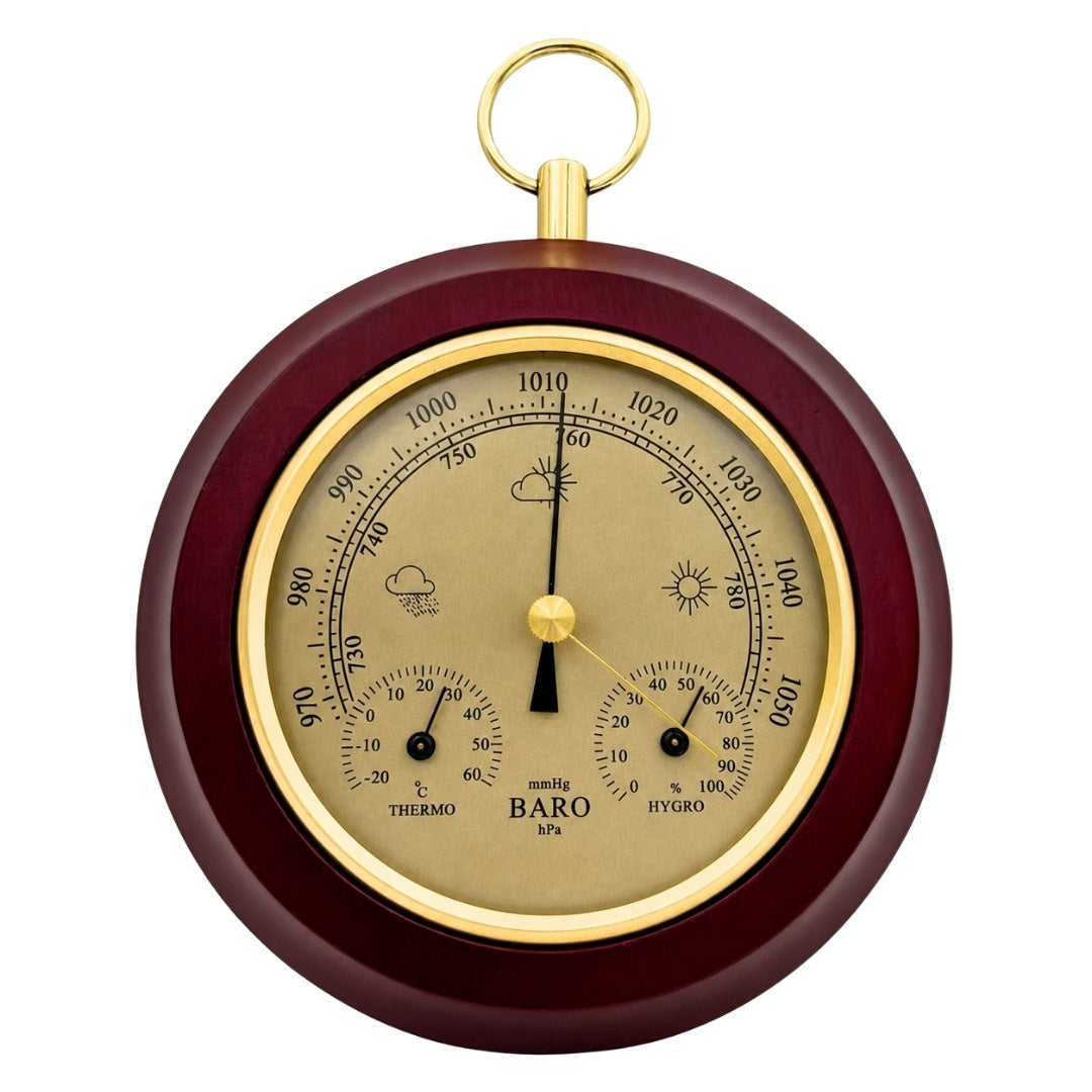 3-i-1 väderstation, termometer, barometer och hygrometer, rund - YG386