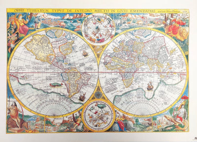 Gammal världskarta - Orbis Terrarum nytryck - P. Plancius, 1594 r. M1594