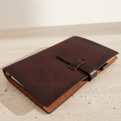 Elegant A6-läderanteckningsbok retro vintage med lås – dagbok – EE3