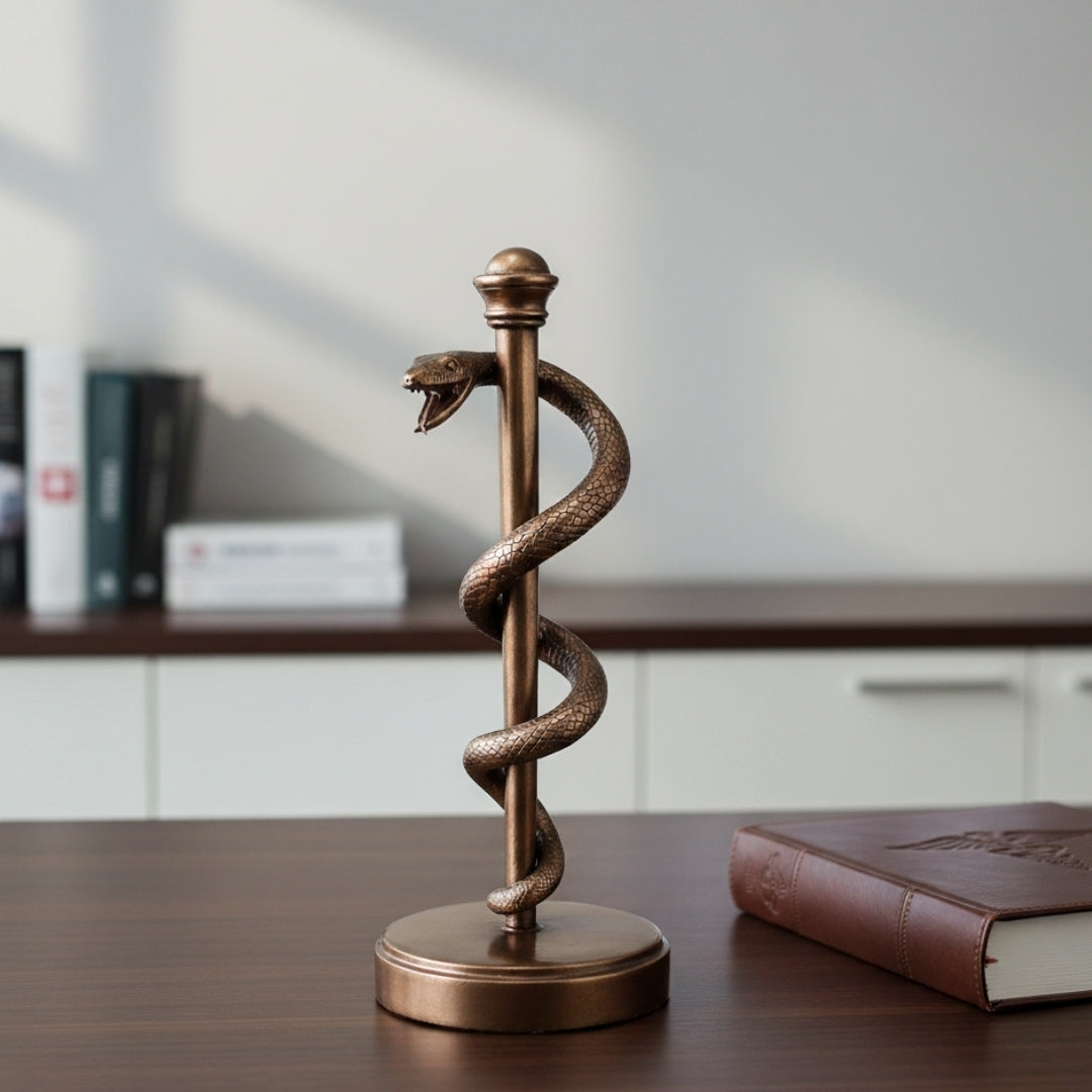 Asklepios stav figur present till läkare eller medicinare - 30 cm harts - MC-9634