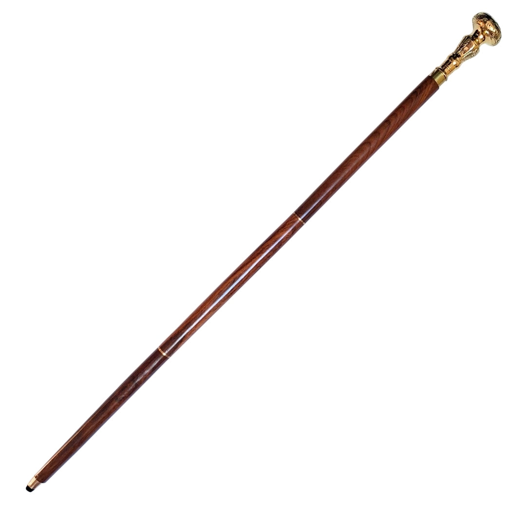 Elegant hopfällbart promenadkäpp med mässingshandtag - brun träkäpp med gravyrmöjlighet - perfekt present till seniorer med retrostil - maxlängd 96 cm