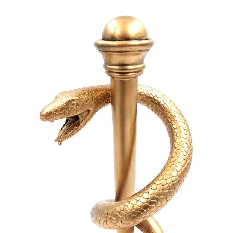Asklepios stav i guld 30cm - present till läkare, resin - MC-9634G
