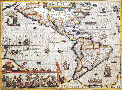 Karta över Amerika 1628 - J. Hondius nytryck - M1628