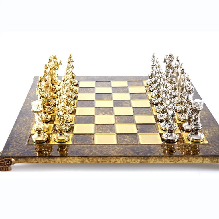Stora exklusiva schack – 36x36 cm – guld-silver - Renässans S9BRGS