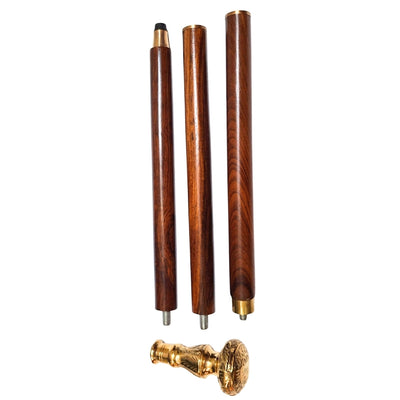 Elegant hopfällbart promenadkäpp med mässingshandtag - brun träkäpp med gravyrmöjlighet - perfekt present till seniorer med retrostil - maxlängd 96 cm