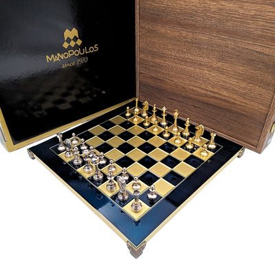 Exklusivt, stort klassiskt metallschack Staunton - 36x36 cm - S34